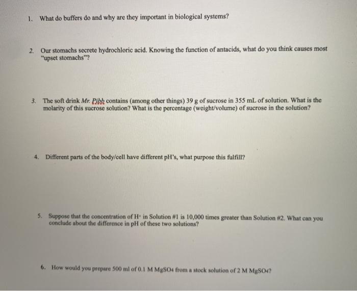 Solved 1. What do buffers do and why are they important in