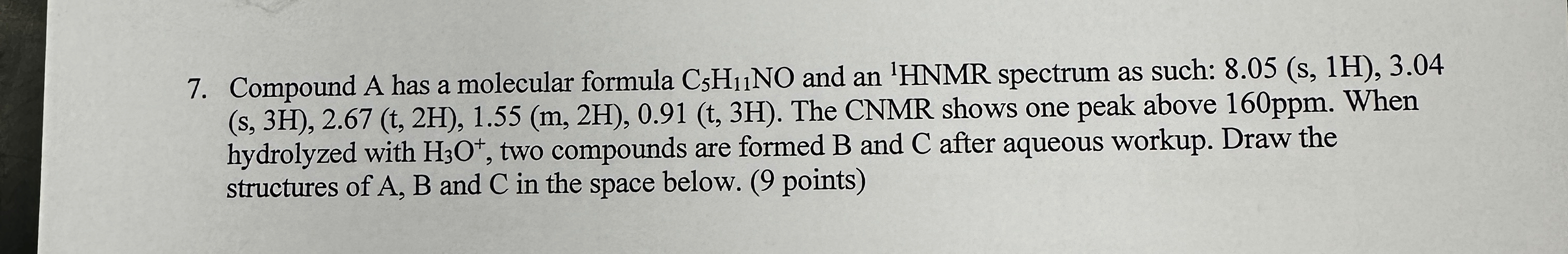 Solved Compound A has a molecular formula C5H11NO ﻿and an | Chegg.com