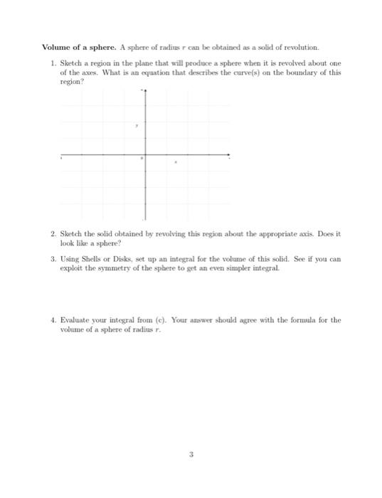 Solved Volume of a sphere. A sphere of radius r can be | Chegg.com