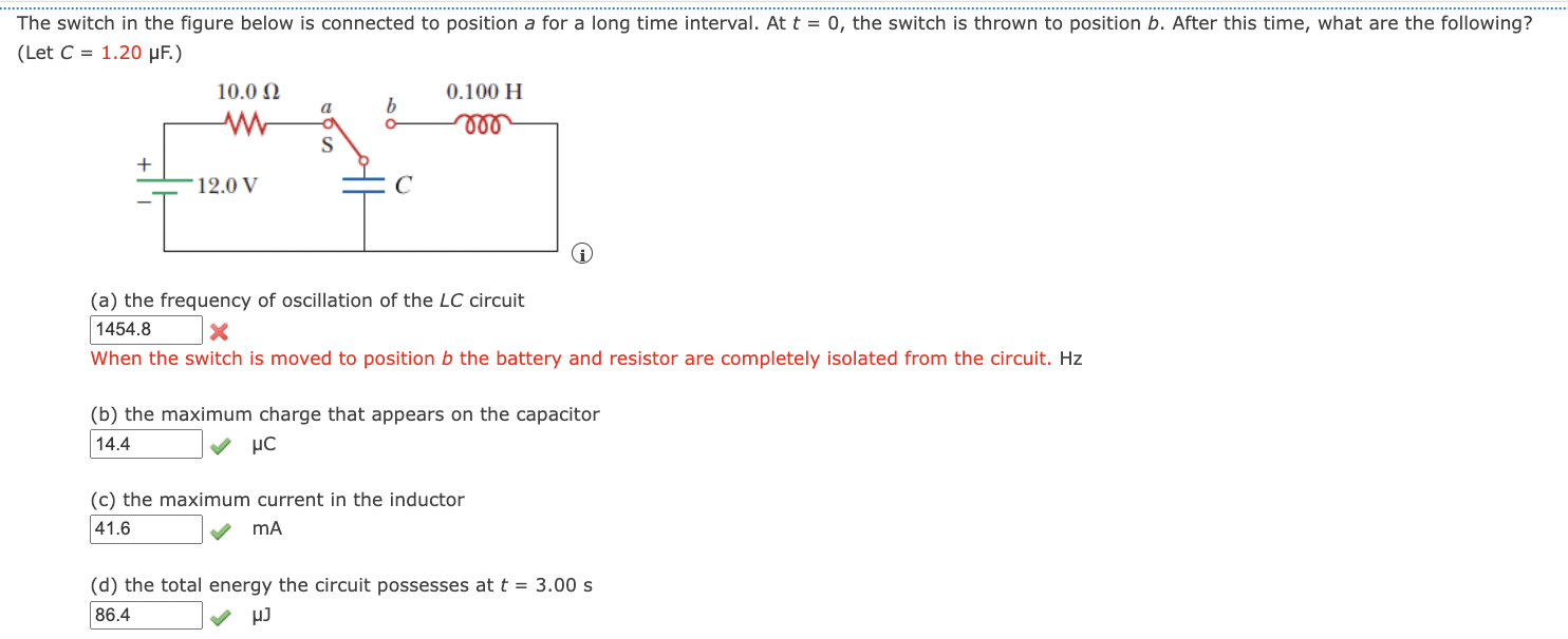 Solved The switch in the figure below is connected to | Chegg.com