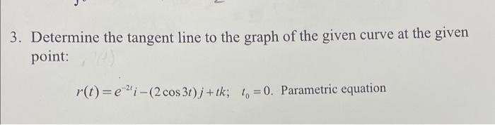 Solved 3. Determine the tangent line to the graph of the | Chegg.com