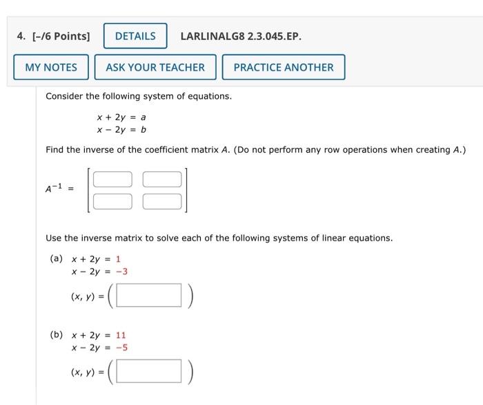 Solved Consider the following system of equations. | Chegg.com