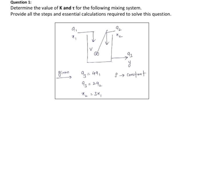 Solved Question 1: Determine the value of K and t for the | Chegg.com