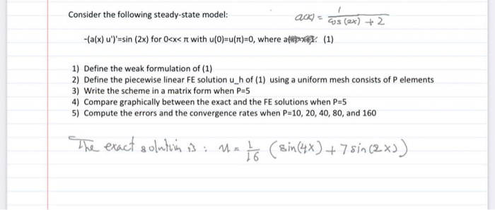Consider the following steady-state model: au) - Cos | Chegg.com