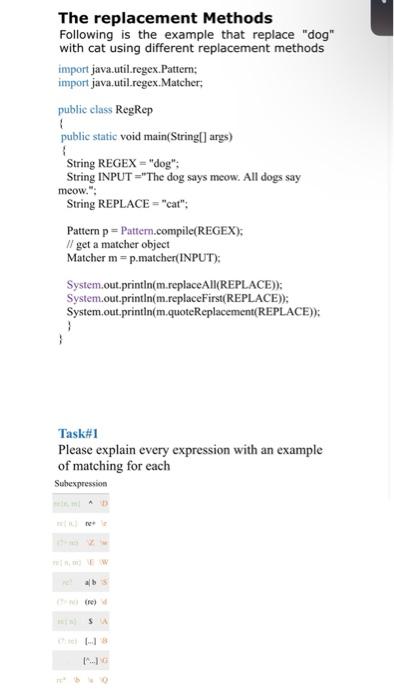 The replacement Methods Following is the example that | Chegg.com