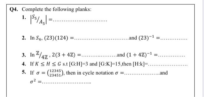 Solved Q4 Complete The Following Planks 1 1 195 A3 2 Chegg Com