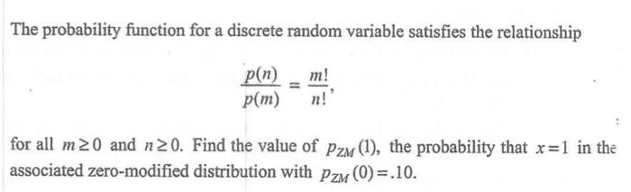 Solved The probability function for a discrete random | Chegg.com