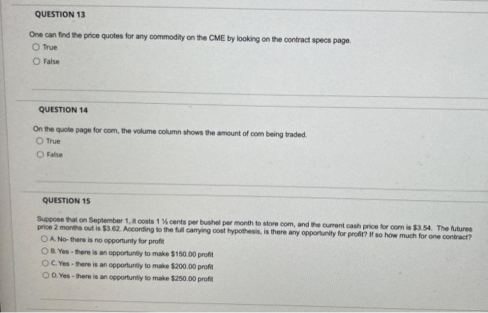 Solved One can find the price quotes for any commodity on | Chegg.com