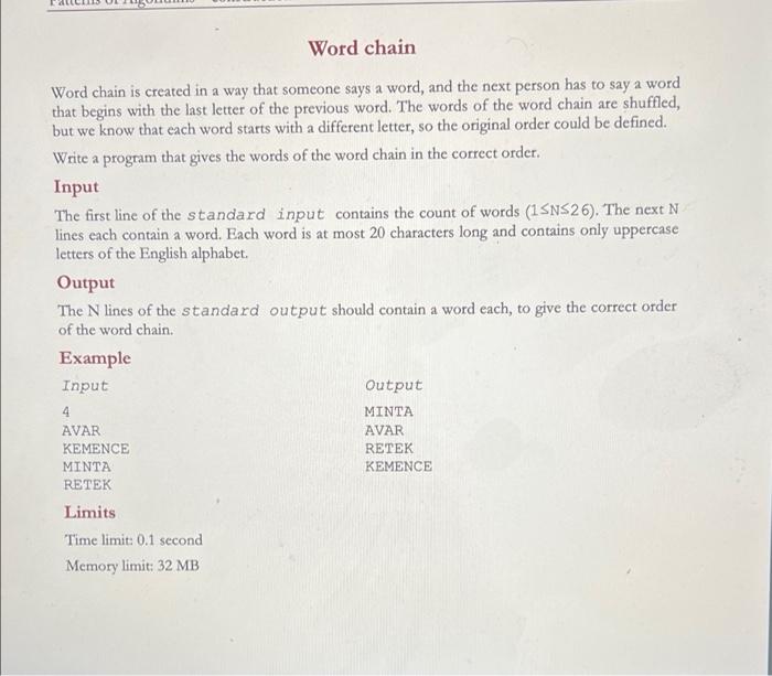 Solved Word chain Word chain is created in a way that | Chegg.com