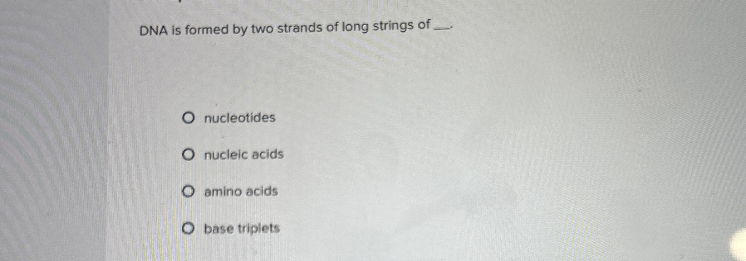 DNA is formed by two strands of long strings of | Chegg.com