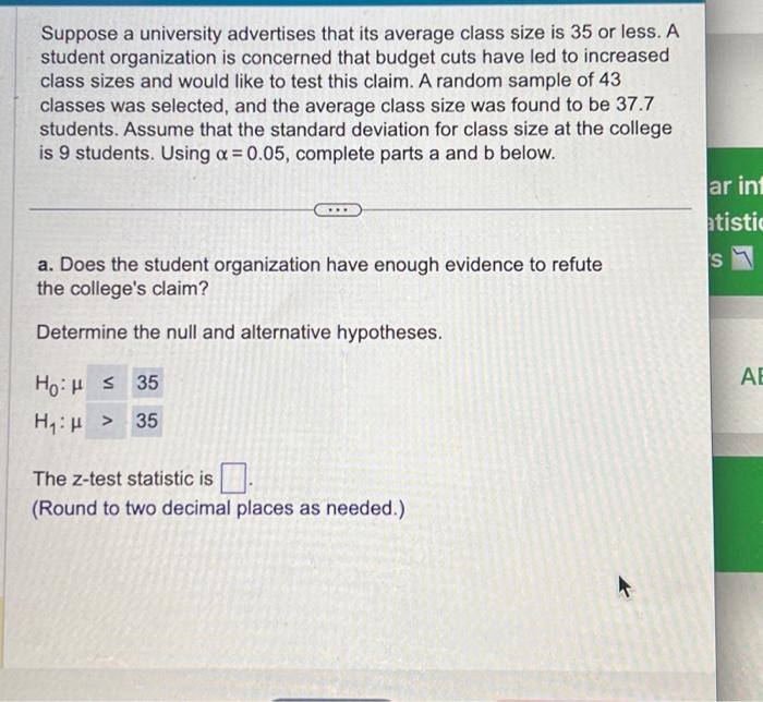 Solved Suppose a university advertises that its average | Chegg.com