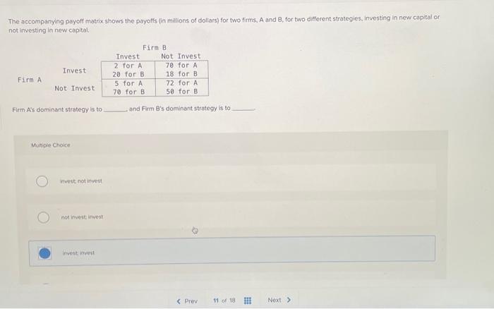 Solved The Accompanying Payoff Matrix Shows The Payoffs (in | Chegg.com