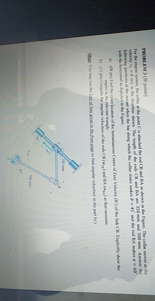 Solved PROBLEM 3 (20 points) For the engine system, the | Chegg.com