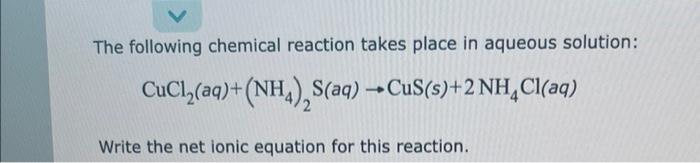 Solved The following chemical reaction takes place in | Chegg.com