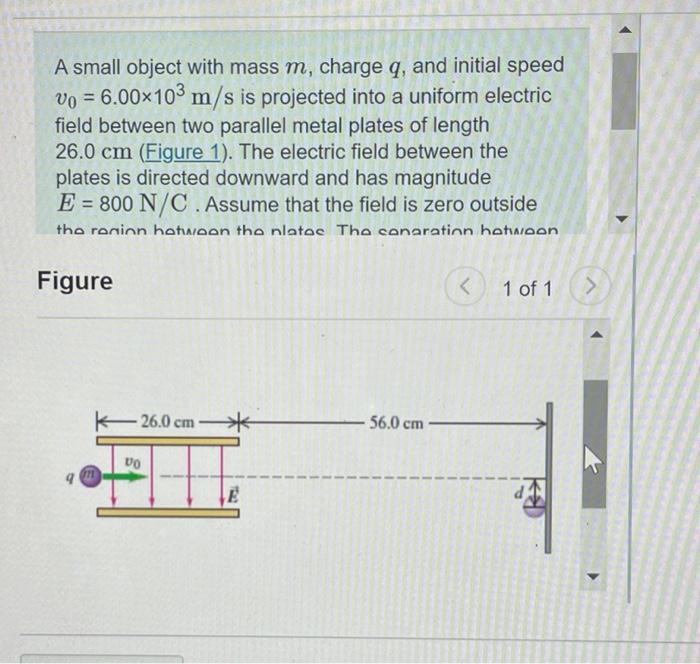 Solved A small object with mass m, charge q, and initial