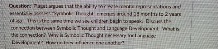 Solved Question Piaget argues that the ability to create Chegg