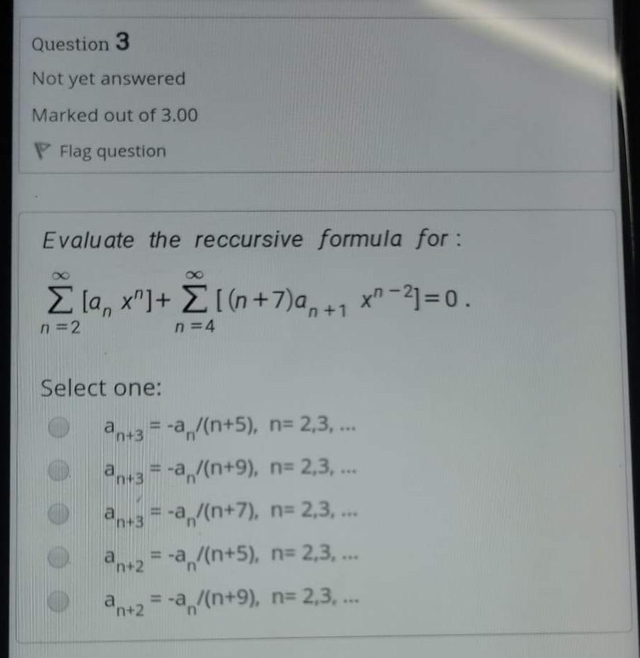 Solved Question 3 Not yet answered Marked out of 3.00 P Flag | Chegg.com
