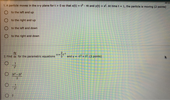 Solved Alch 1 A Particle Moves In The X Y Plane Fort 0 Chegg Com