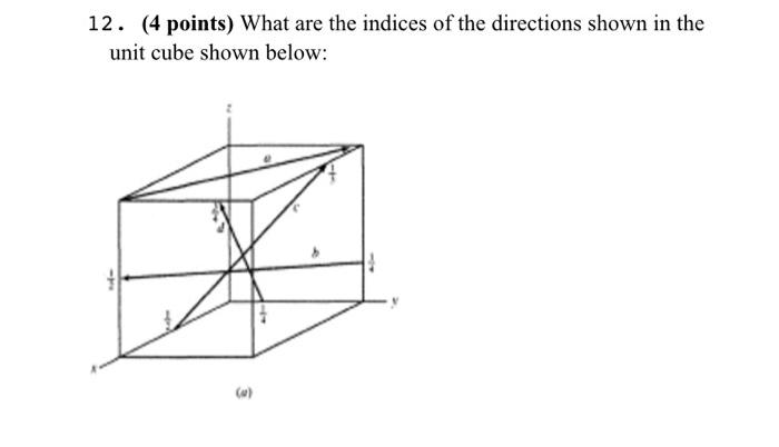 Solved 12. (4 points) What are the indices of the directions | Chegg.com