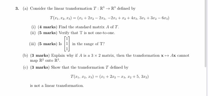 Solved 3. (a) Consider the linear transformation T:R → R | Chegg.com