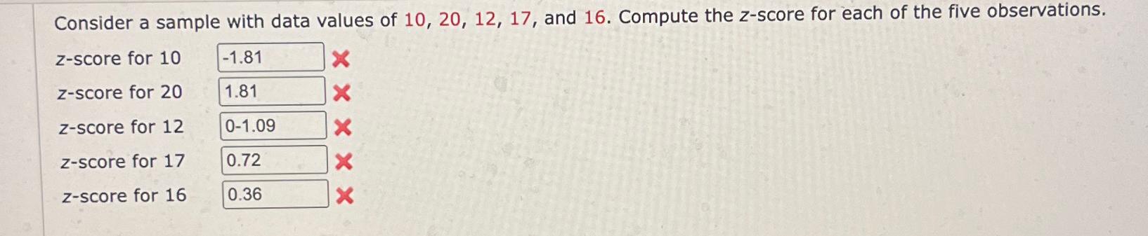 Solved Consider a sample with data values of 10,20,12,17, | Chegg.com