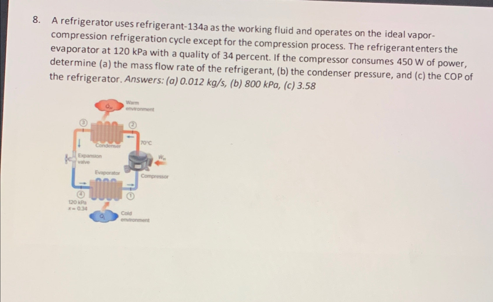 Solved A refrigerator uses refrigerant-134a as the working | Chegg.com