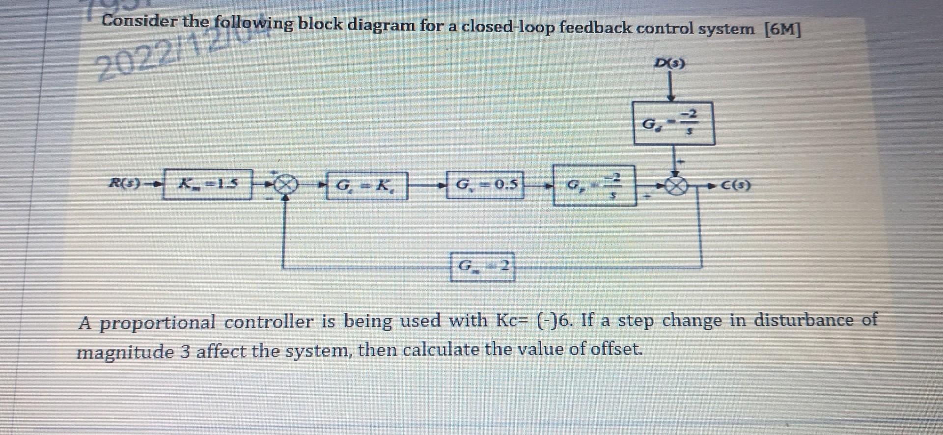 Solved Consider the following block diagram for a | Chegg.com