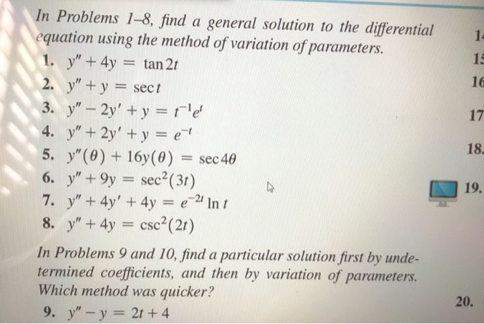 Solved 12 15 16 17 18. In Problems 1–8, Find A General | Chegg.com