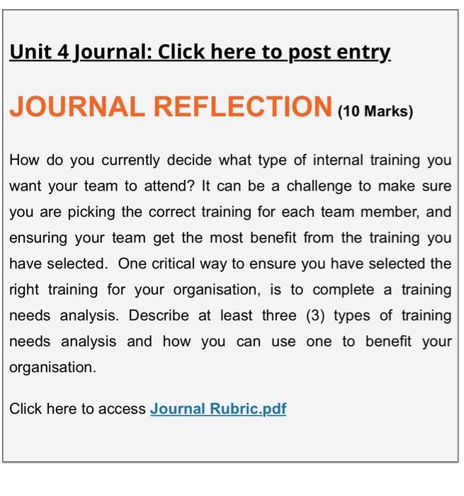 Solved Unit 4 Journal: Click here to post entry. JOURNAL | Chegg.com