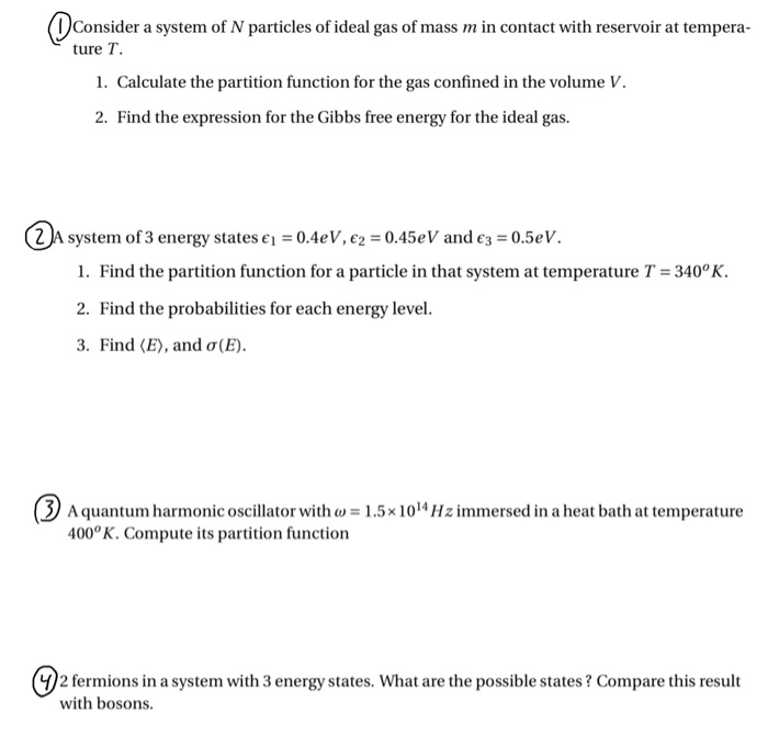 Solved Consider a system of N particles of ideal gas of mass | Chegg.com