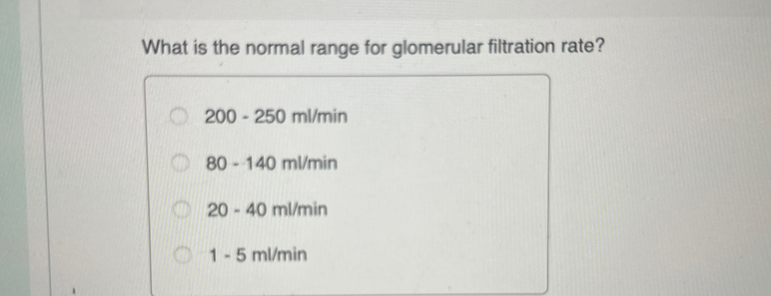 Solved What is the normal range for glomerular filtration | Chegg.com