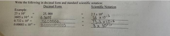 Solved Write the following in decimal form and standard | Chegg.com