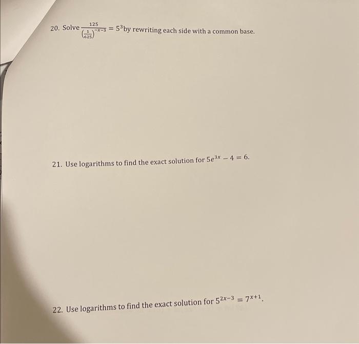 Solved 20 Solve 6251 −x−3125 53 By Rewriting Each Side