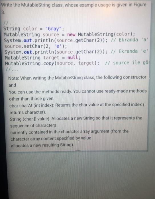 Solved Write the MutableString class, whose example usage is | Chegg.com
