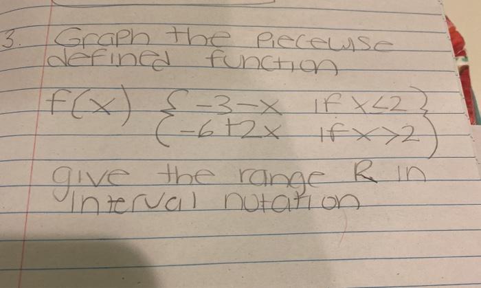 Solved 3. Graph the piecewise defined function f (x) S-3-X | Chegg.com