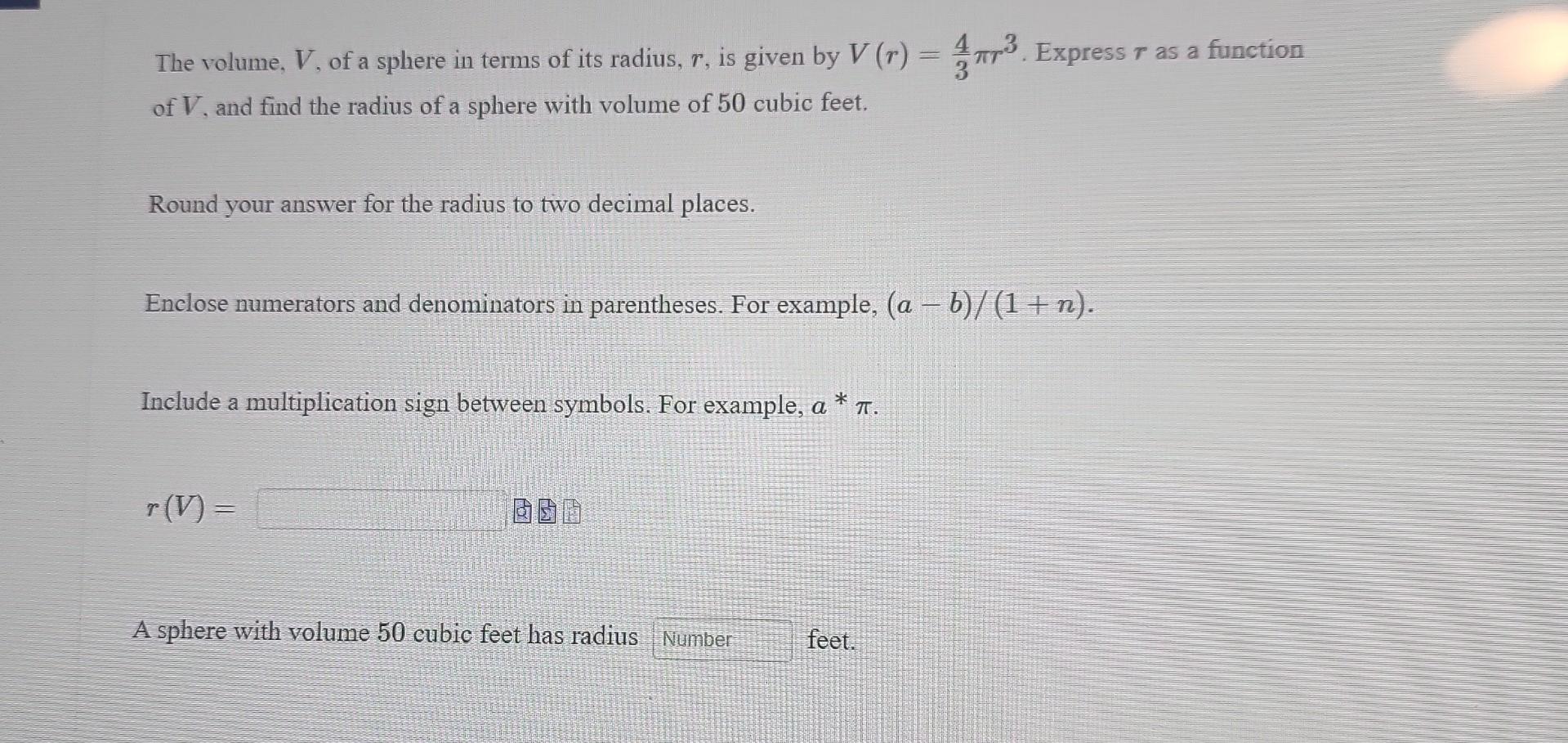 how do you find the radius of a sphere when given volume