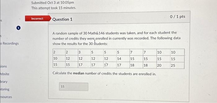 Solved A random sample of 30 Math\& 146 students was taken, | Chegg.com