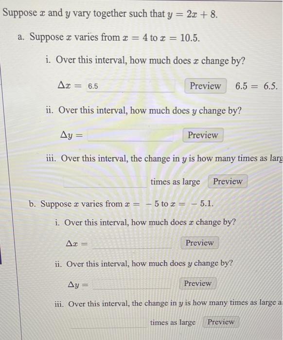 Solved Suppose X And Y Vary Together Such That Y 2x 8 Chegg