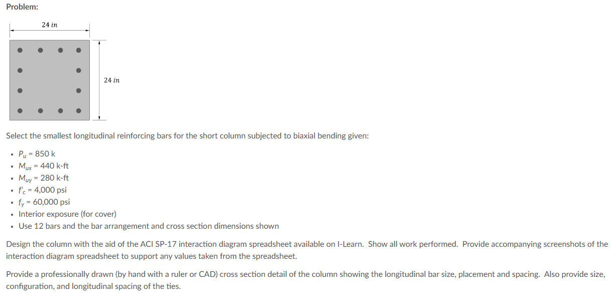 Solved Select the smallest longitudinal reinforcing bars for | Chegg.com