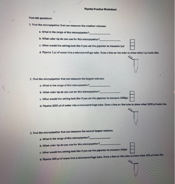 Solved Pipette Practice Worksheet Postlab questions 1.