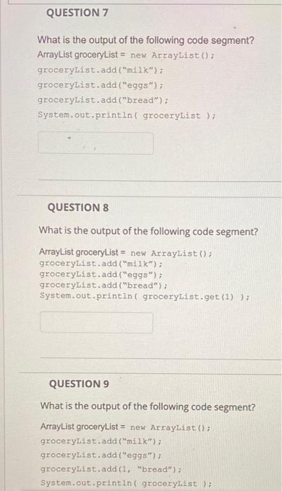 Solved QUESTION 7 What is the output of the following code | Chegg.com