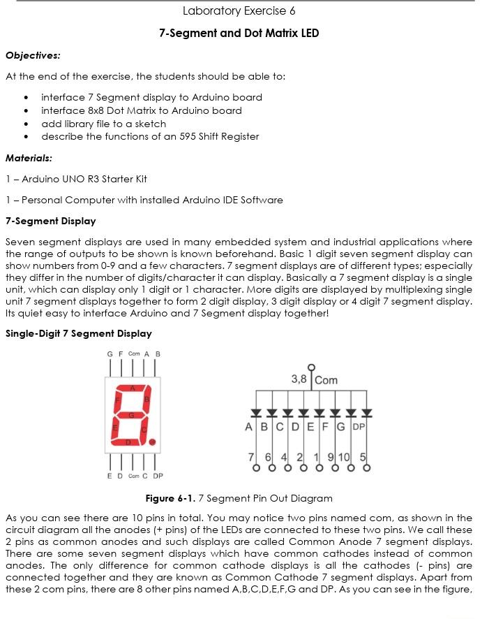 Solved Laboratory Exercise 6 7-Segment and Dot Matrix LED | Chegg.com