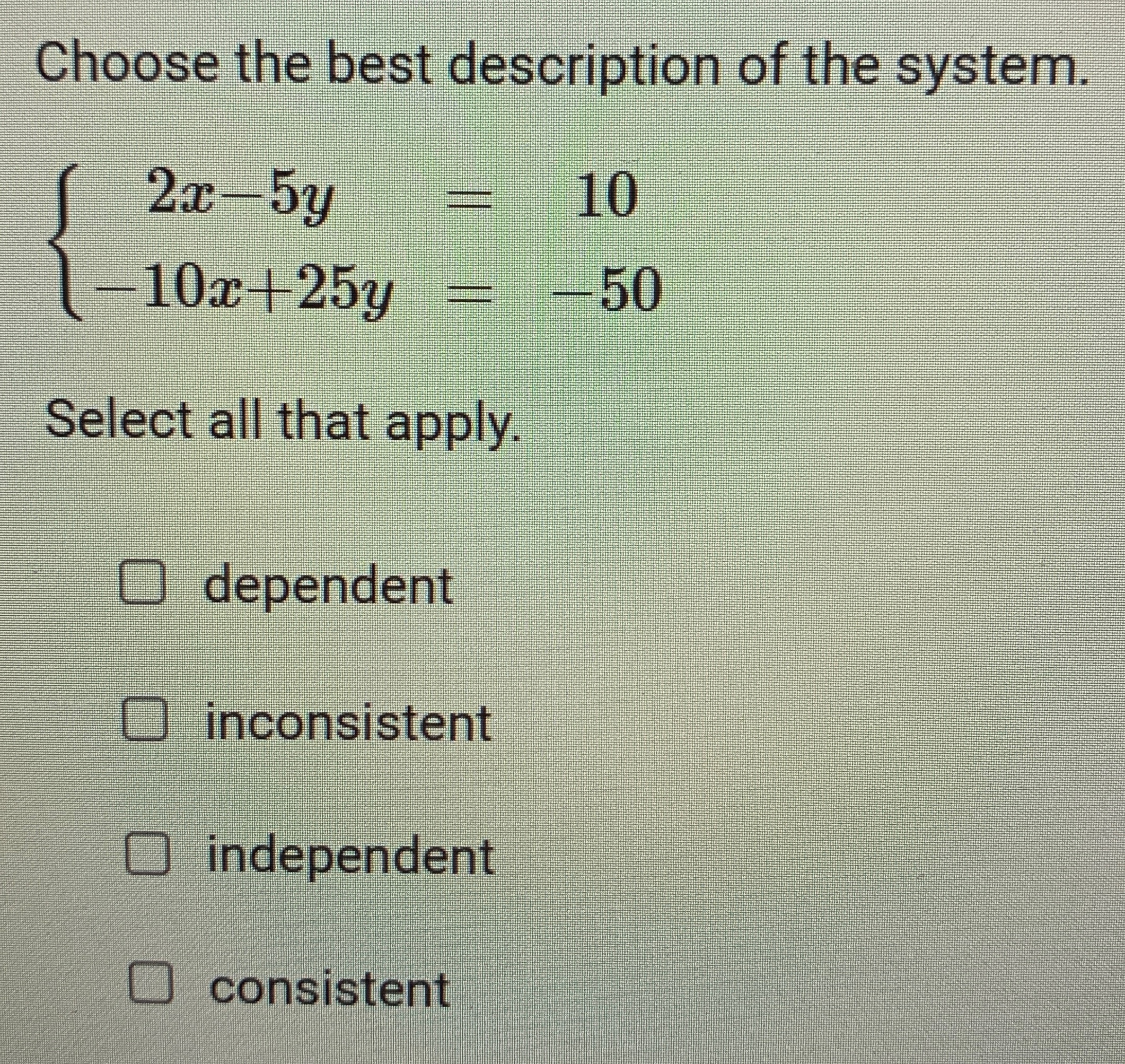 Solved Choose the best description of the | Chegg.com