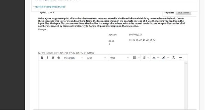Solved Question Completion Status: QUESTION 1 10 points SA | Chegg.com
