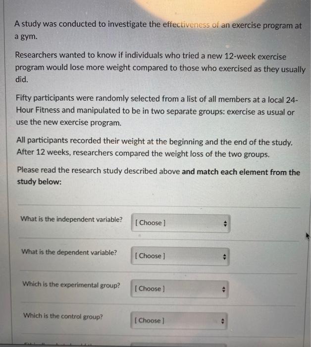 Solved A study was conducted to investigate the | Chegg.com