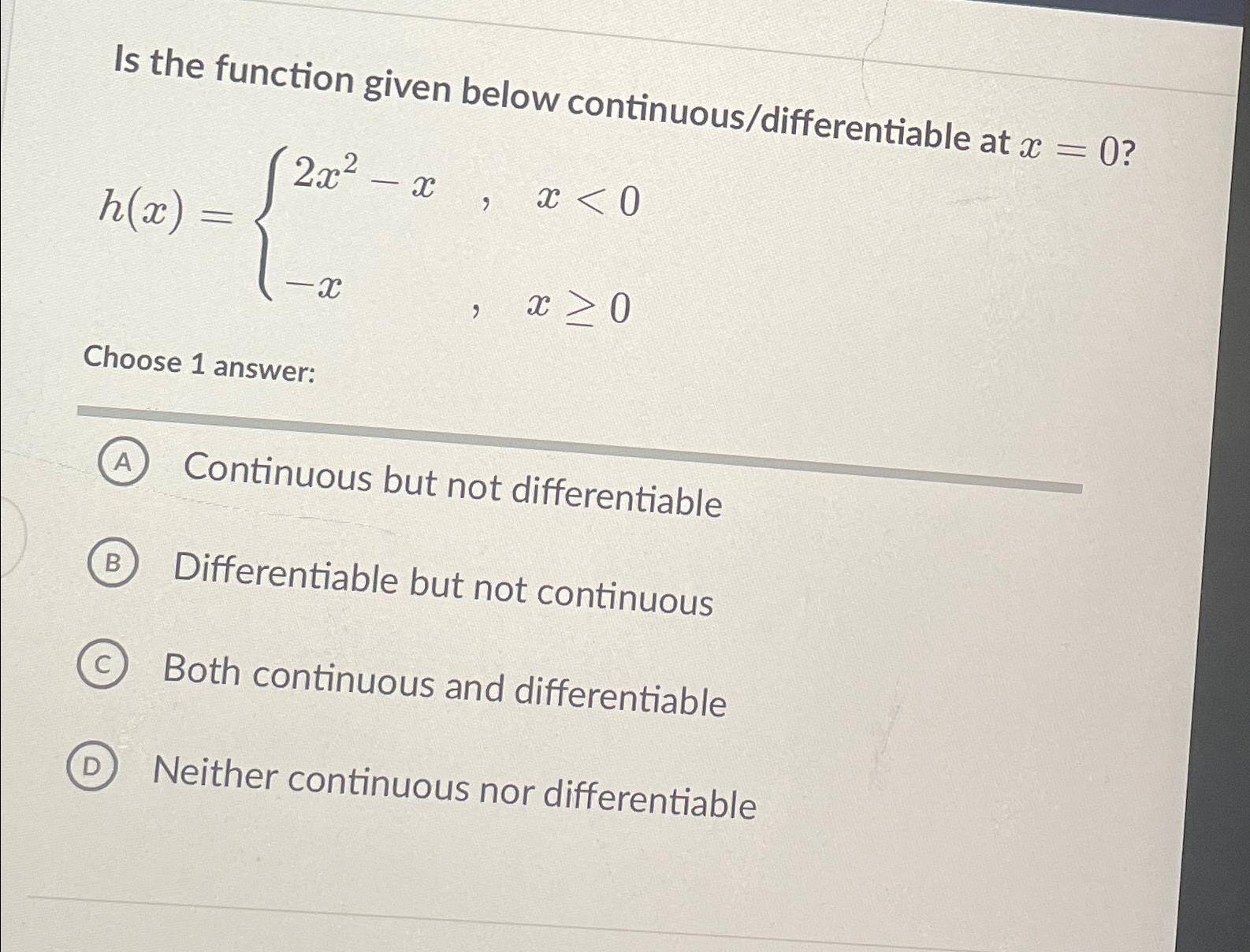 Solved Is the function given below continuous/differentiable | Chegg.com