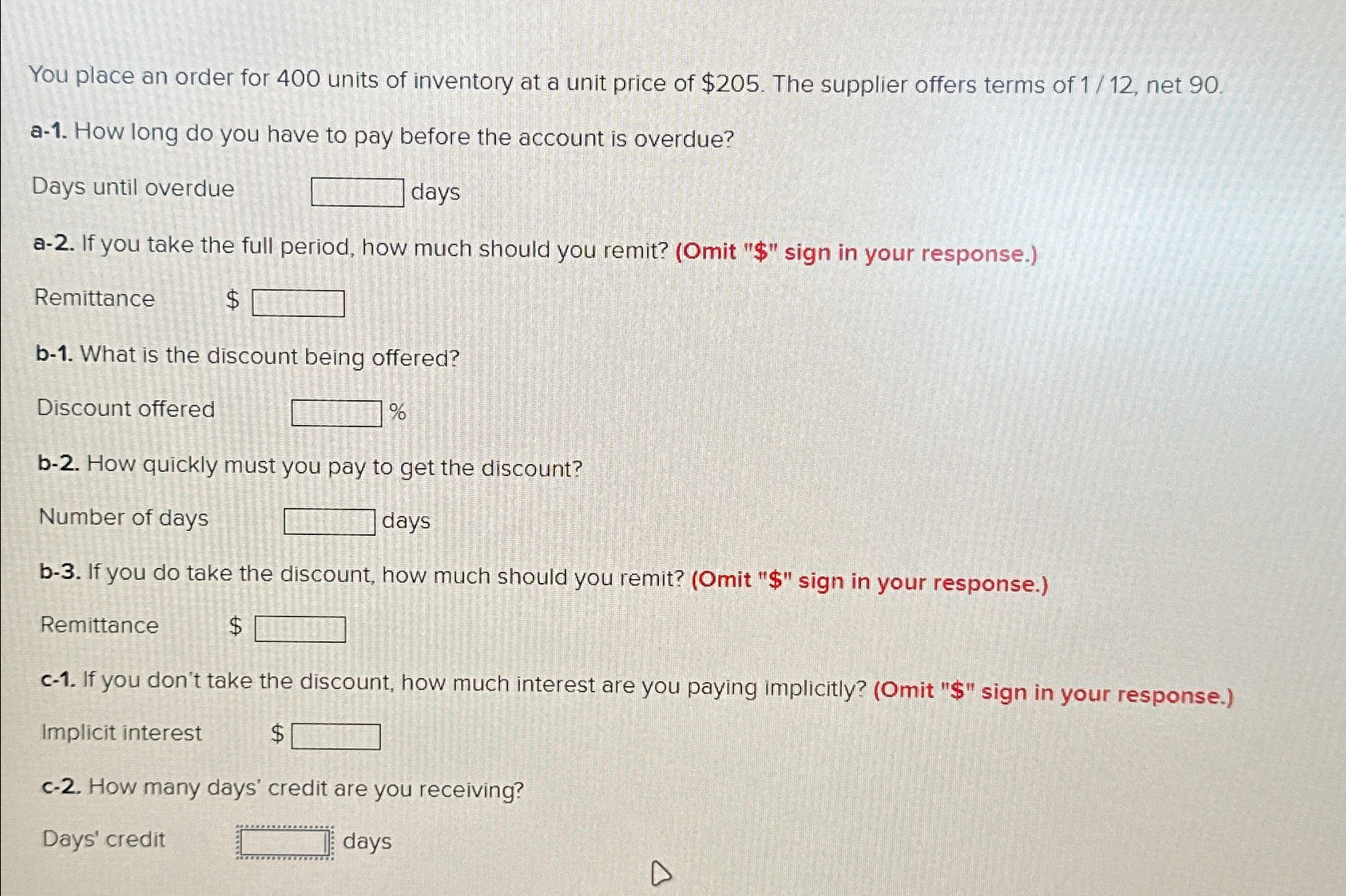 Solved You place an order for 400 ﻿units of inventory at a | Chegg.com