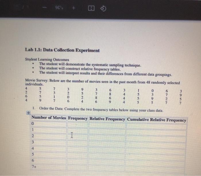 Solved 983 * Lab 1.1: Data Collection Experiment 4 NO 6 8 6 | Chegg.com