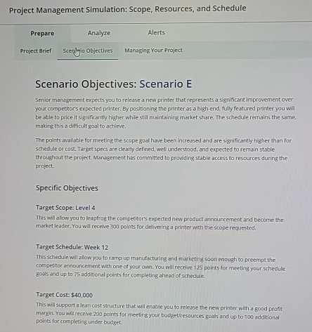 Solved Project Management Simulation: Scope, Resources, and | Chegg.com