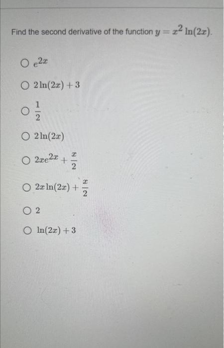 Solved Find the second derivative of the function | Chegg.com